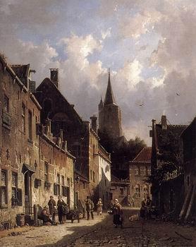 unknow artist European city landscape, street landsacpe, construction, frontstore, building and architecture. 153 oil painting image